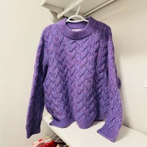 ZARA Purple Knit Sweater with Twists - Oversized Size S
